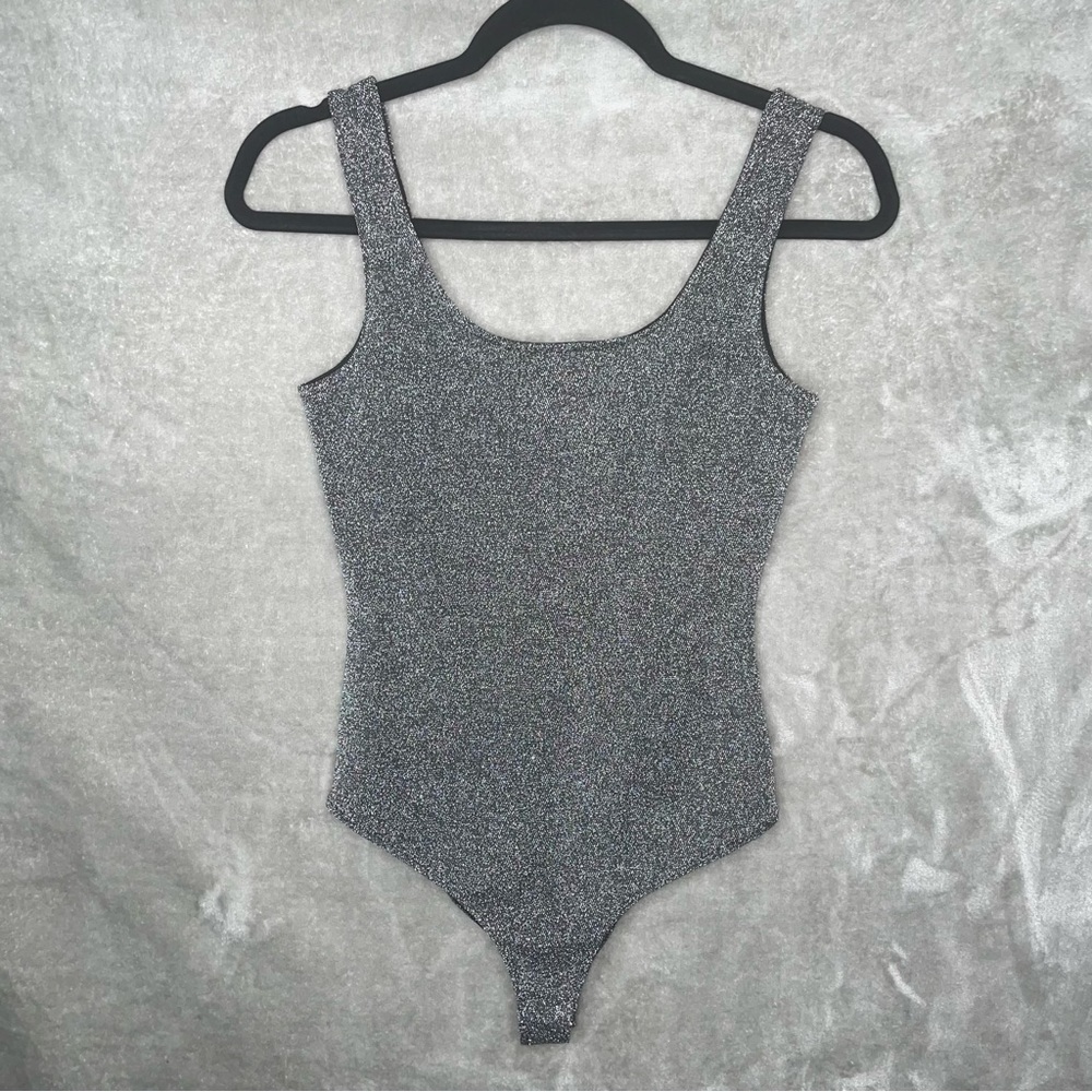 CB the Label Metallic Shimmer Stretch Tank Top Bodysuit Lavish Couture Boutique